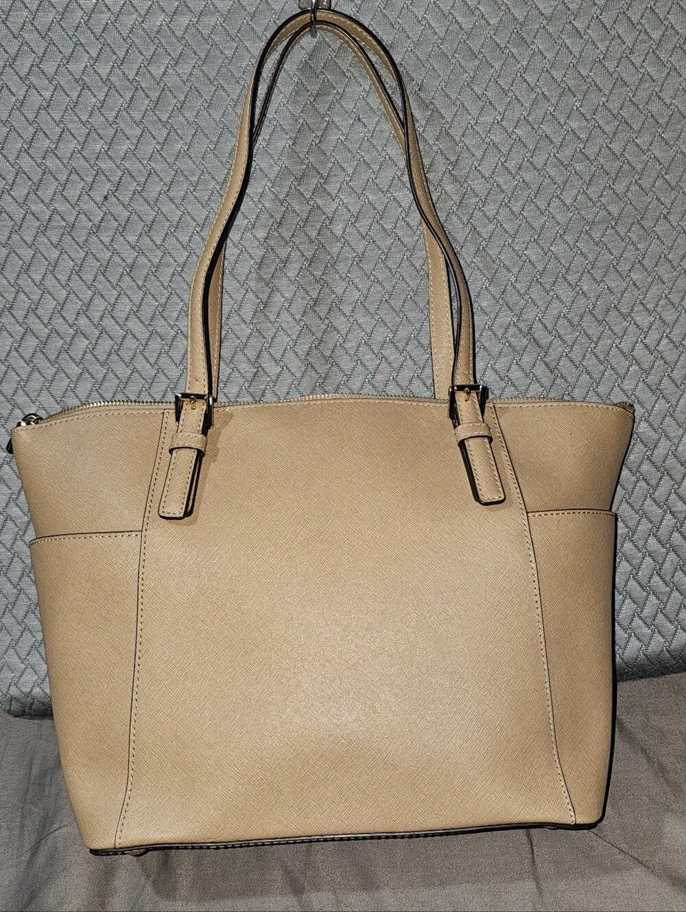 Authentic Michael Kors Beige Saffiano Leather Tote Bag